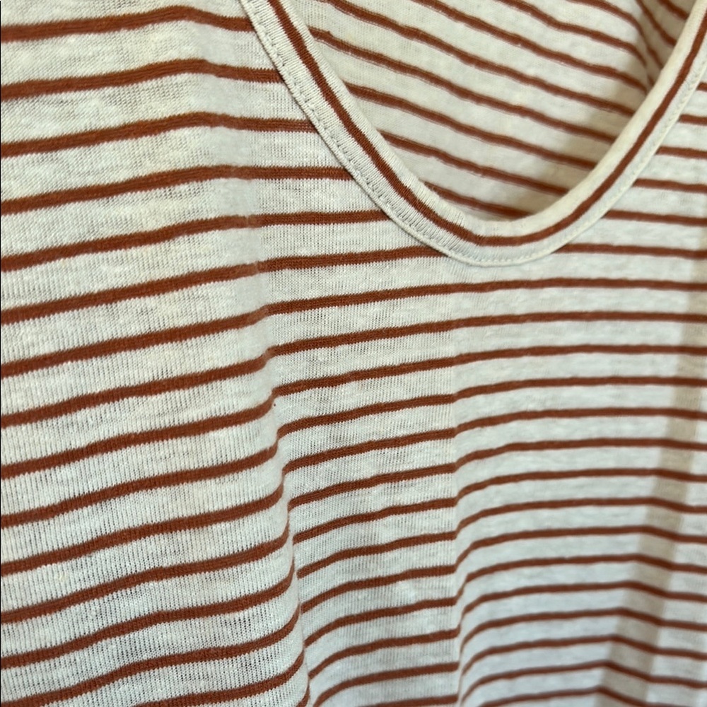 Madewell Striped V-Neck Tee - orange and cream size Medium - Picture 6 of 6